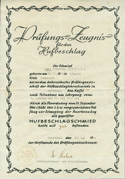 Prüfung zum Hufbeschlagschmied